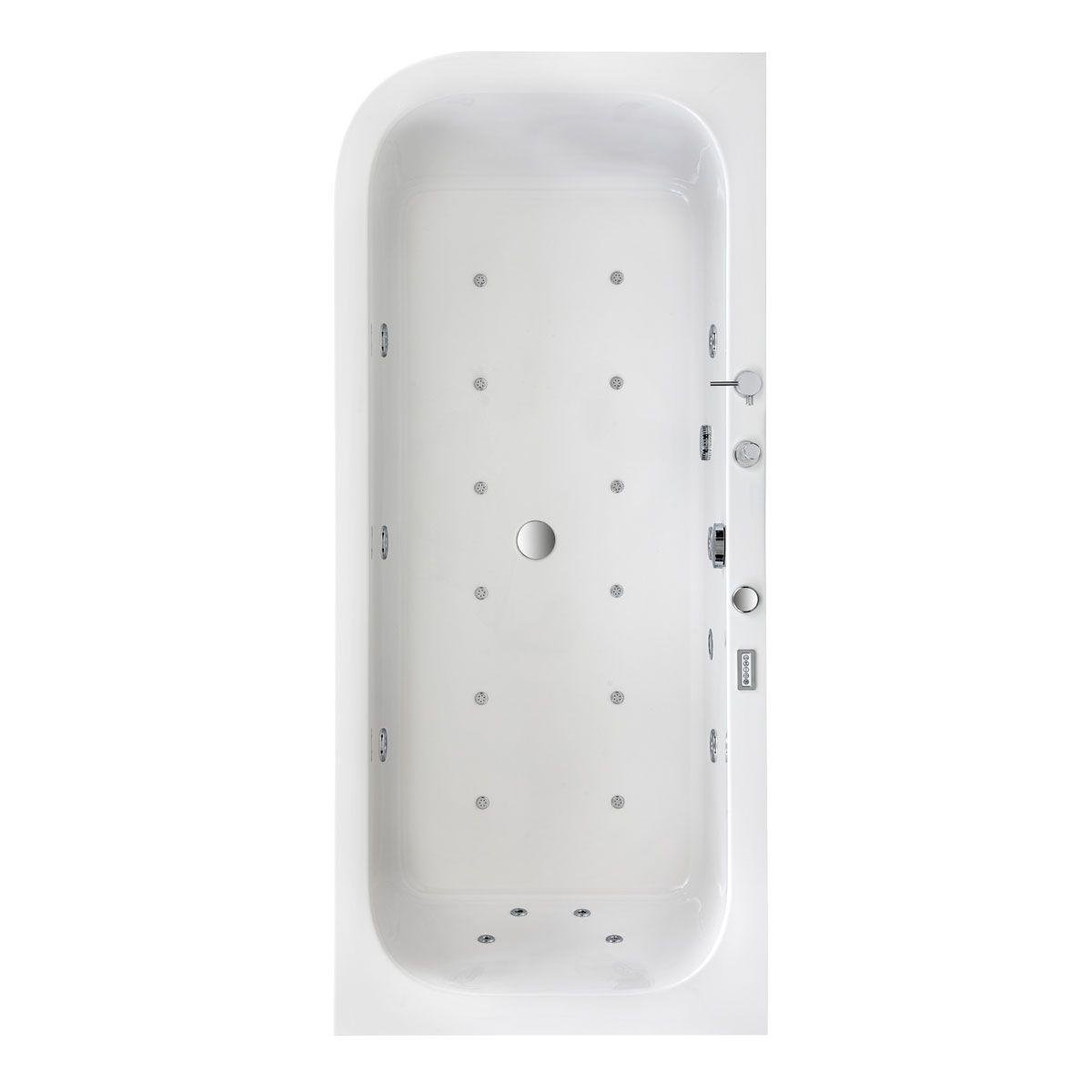 Ottofond Whirlpool-Komplettset Spirit links 180 x 80 cm weiß inklusive Wannenrandarmatur S2000