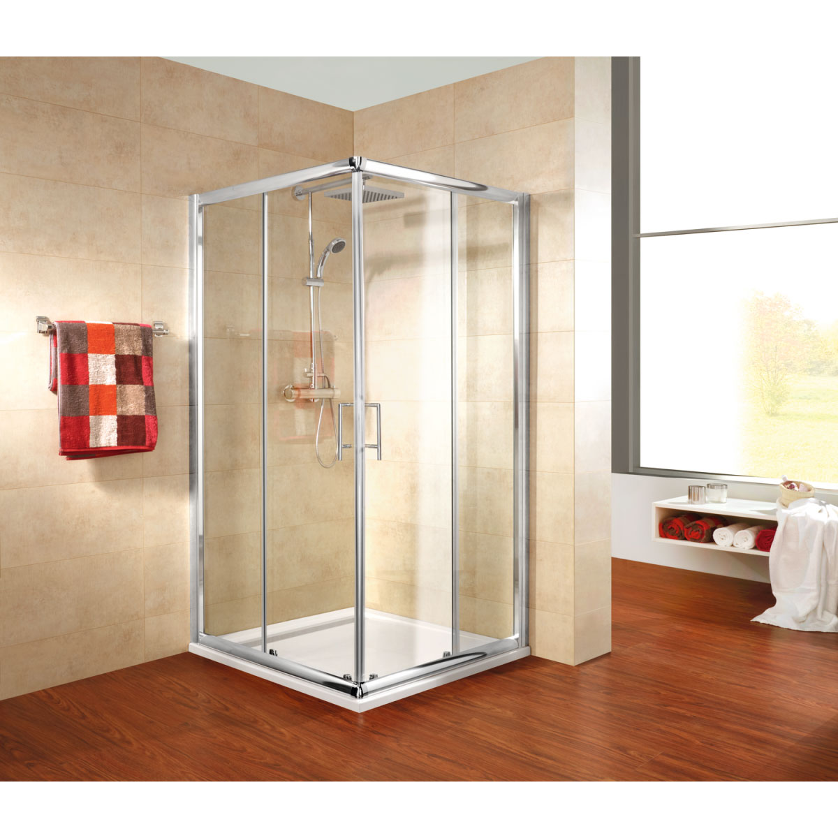 Schulte Duschwand ExpressPlus Kristall Trend II Eckeinstieg 185 x 90 cm