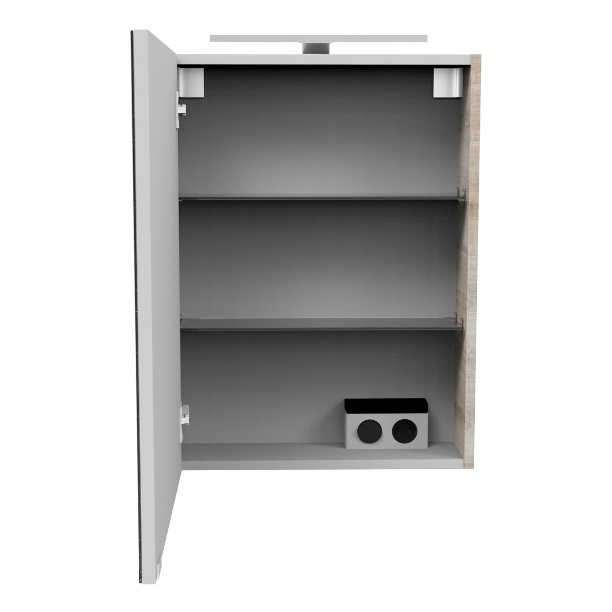 Fackelmann  Gäste-WC Spiegelschrank links SBC 500 x 680 x 153 mm GrauEiche Bild 2