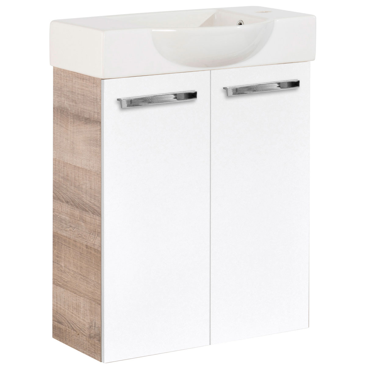 Fackelmann  Gäste-WC Waschtischunterschrank SBC 520 x 600 x 243 mm Graueiche/Weiß Bild 3