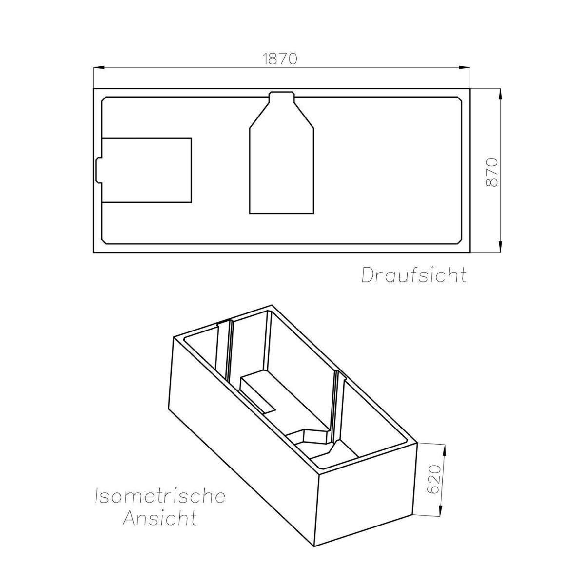 Ottofond Wannenträger zu Cubic 190 Bild 2