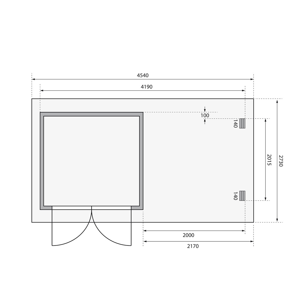 Karibu BBH Bastrup 2 Set mit Anbaudach naturbelassen Bild 8