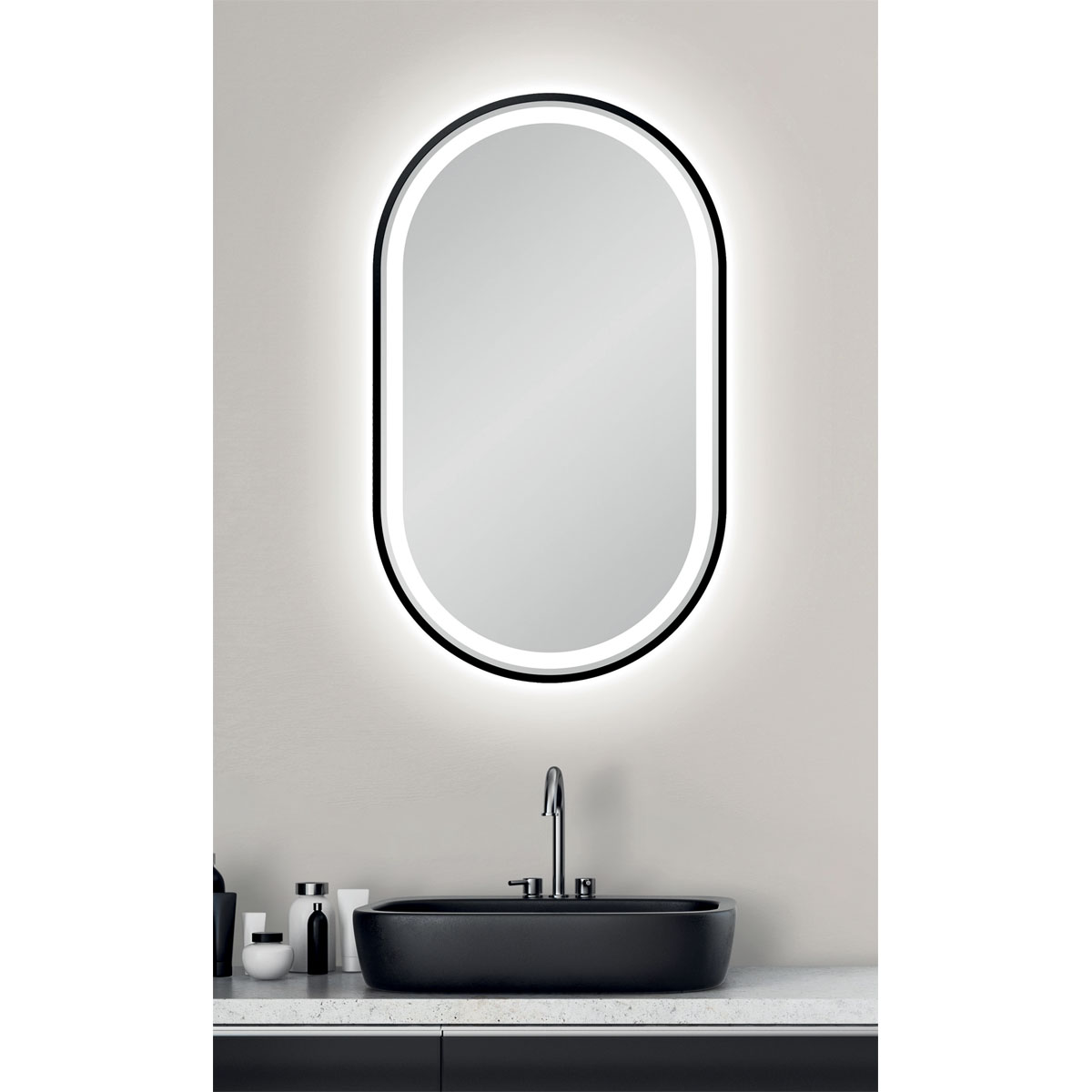 Valblue LED- Spiegel Lucien schwarz matt 45 x 75 cm Bild 3