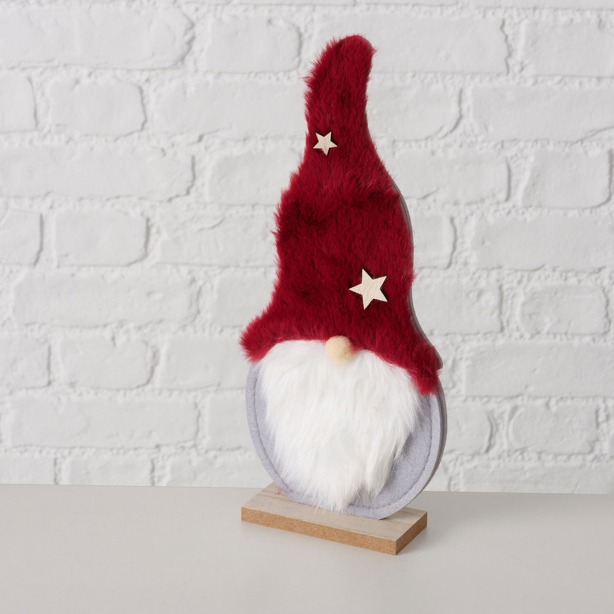 Figur Imka Wichtel Weihnachtsmann 13 x 5 x 29 cm grau rot Textil Holz Bild 5