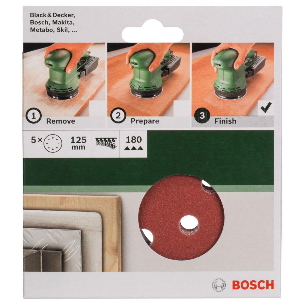 Bosch  DIY Schleifblatt Durchmesser 12,5 cm G120 Klett 5 Stück Bild 2