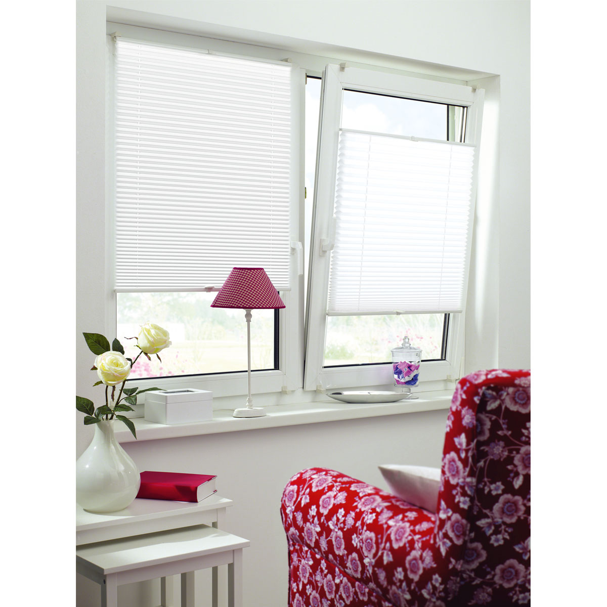 Gardinia Plissee Easyfix mit 2 Bedienschienen 80 x 130 cm weiß Bild 4