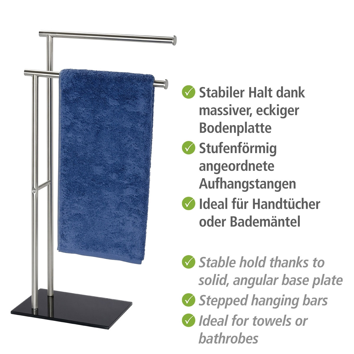 Wenko  Handtuchständer Lima mit 2 Armen Edelstahl Kleiderständer rostfrei Bild 3