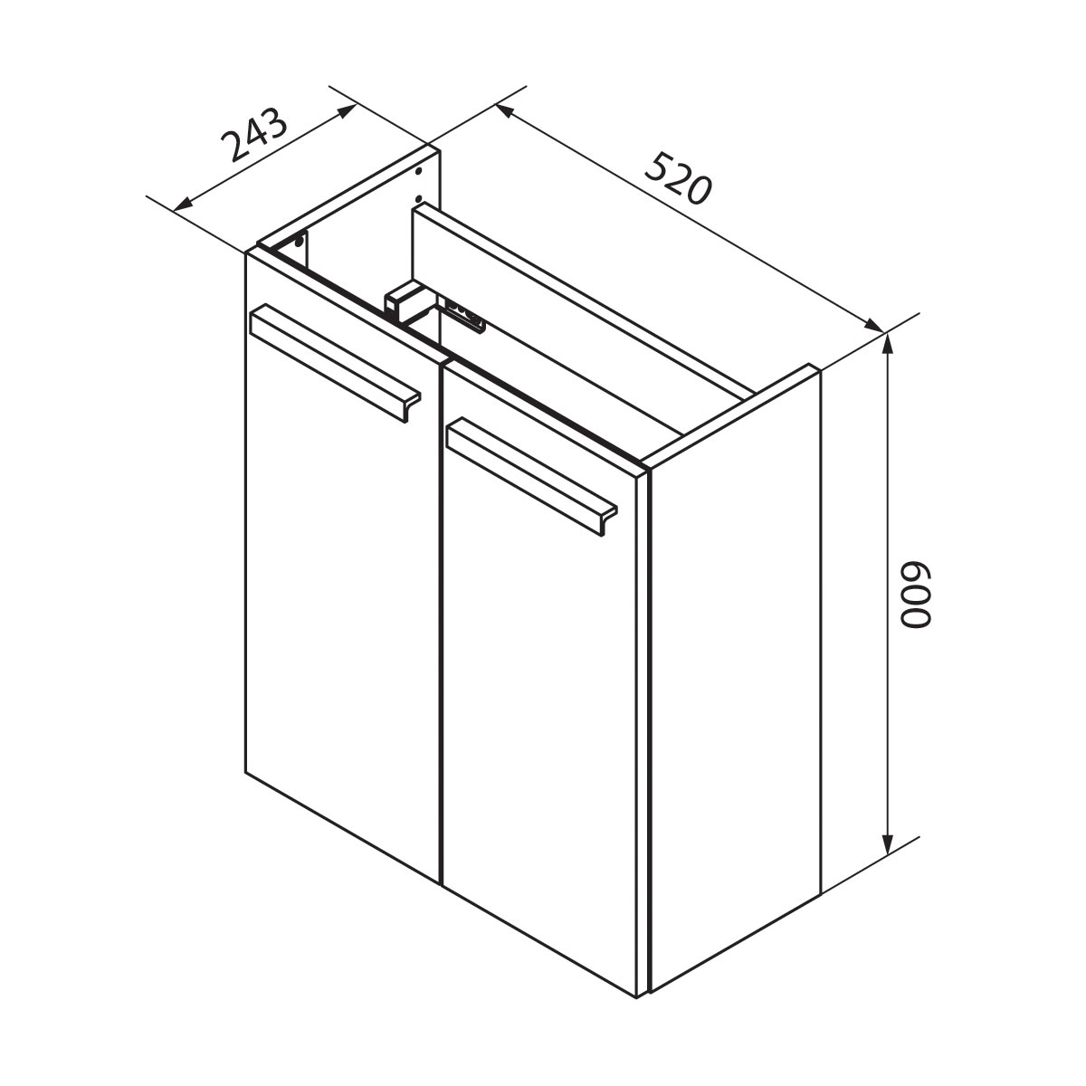 Fackelmann  Gäste-WC Waschtischunterschrank SBC 520 x 600 x 243 mm Graueiche/Weiß Bild 4