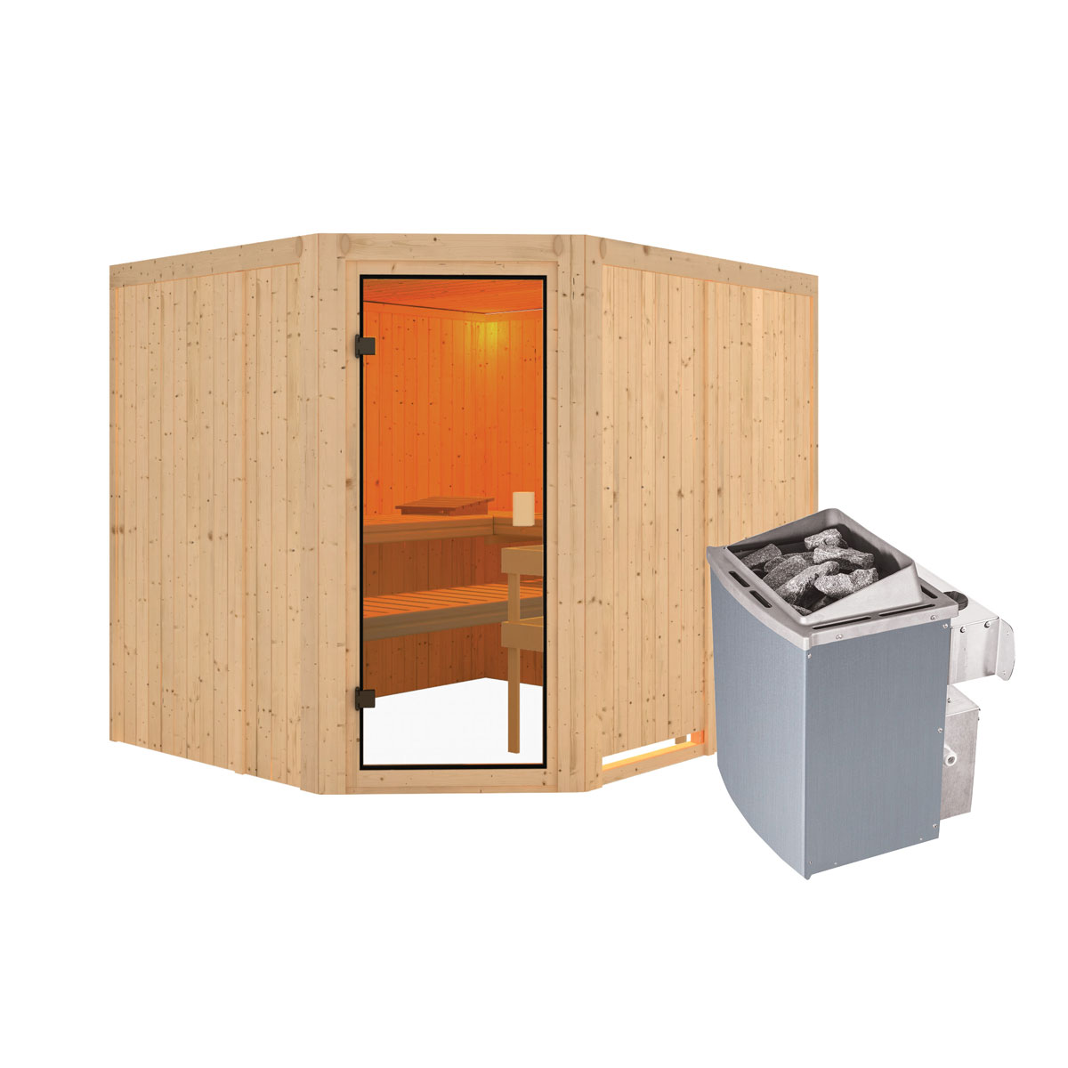 Karibu Sauna Horna naturbelassen integrierte Steuerung Bild 3