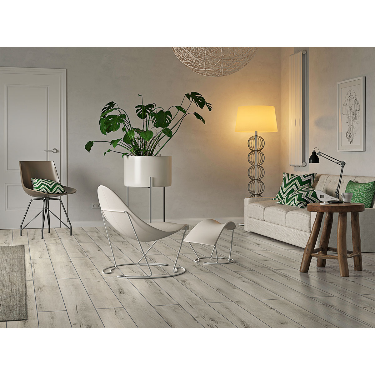 Specht Laminatboden Deluxe Aqua Eiche creme 128,5 x 19,2 cm Bild 5