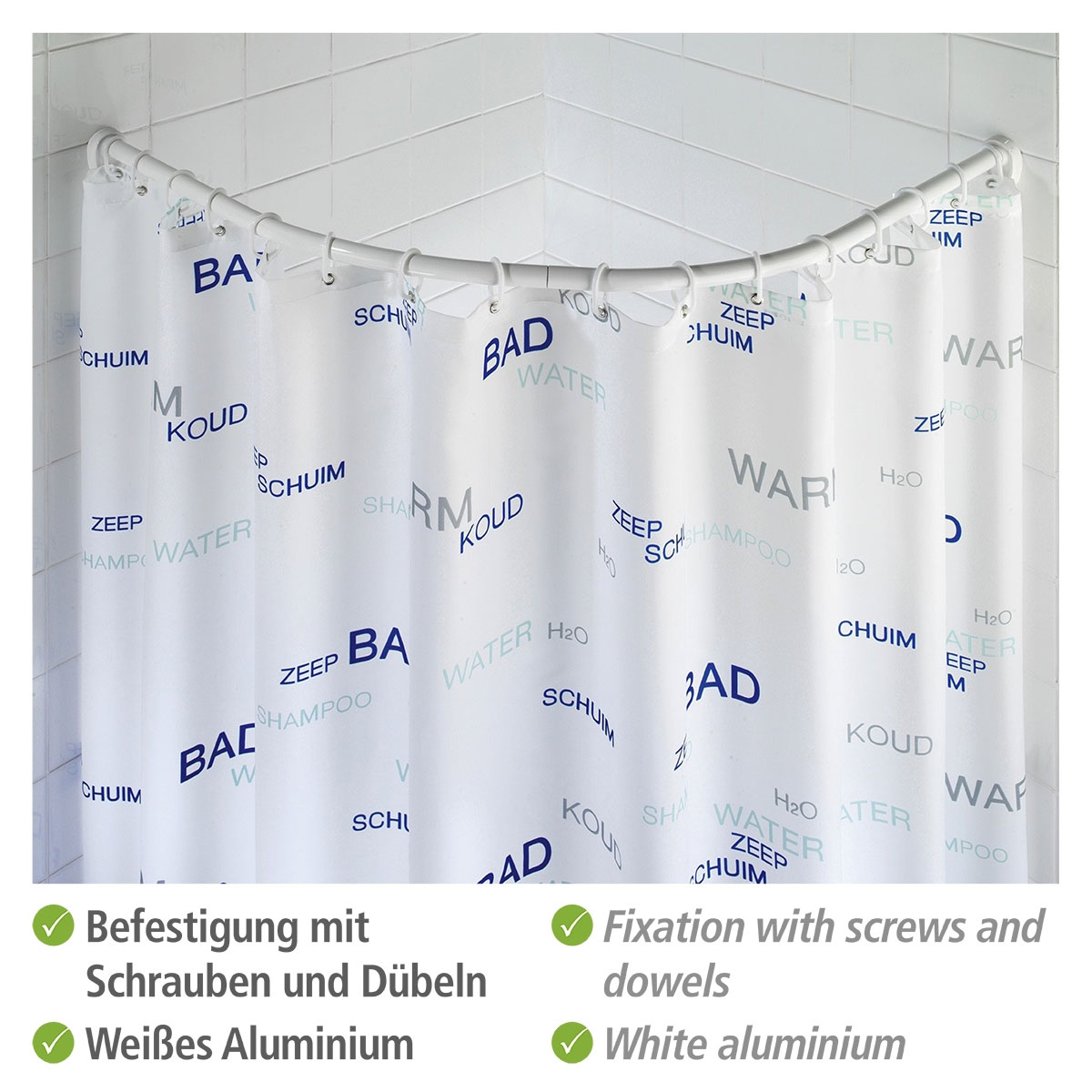 Wenko  Rundduschstange Weiß 80 x 80 / 90 x 90 cm Bild 3