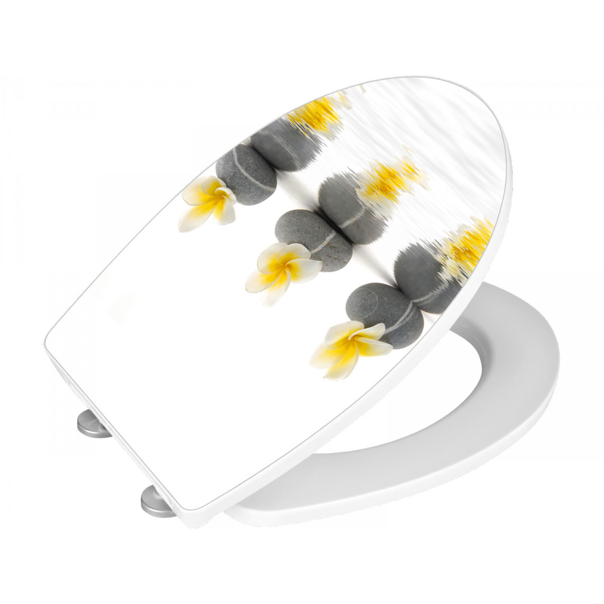 Wenko Premium WC-Sitz Stones with Flower antibakteriell mit Absenkautomatik