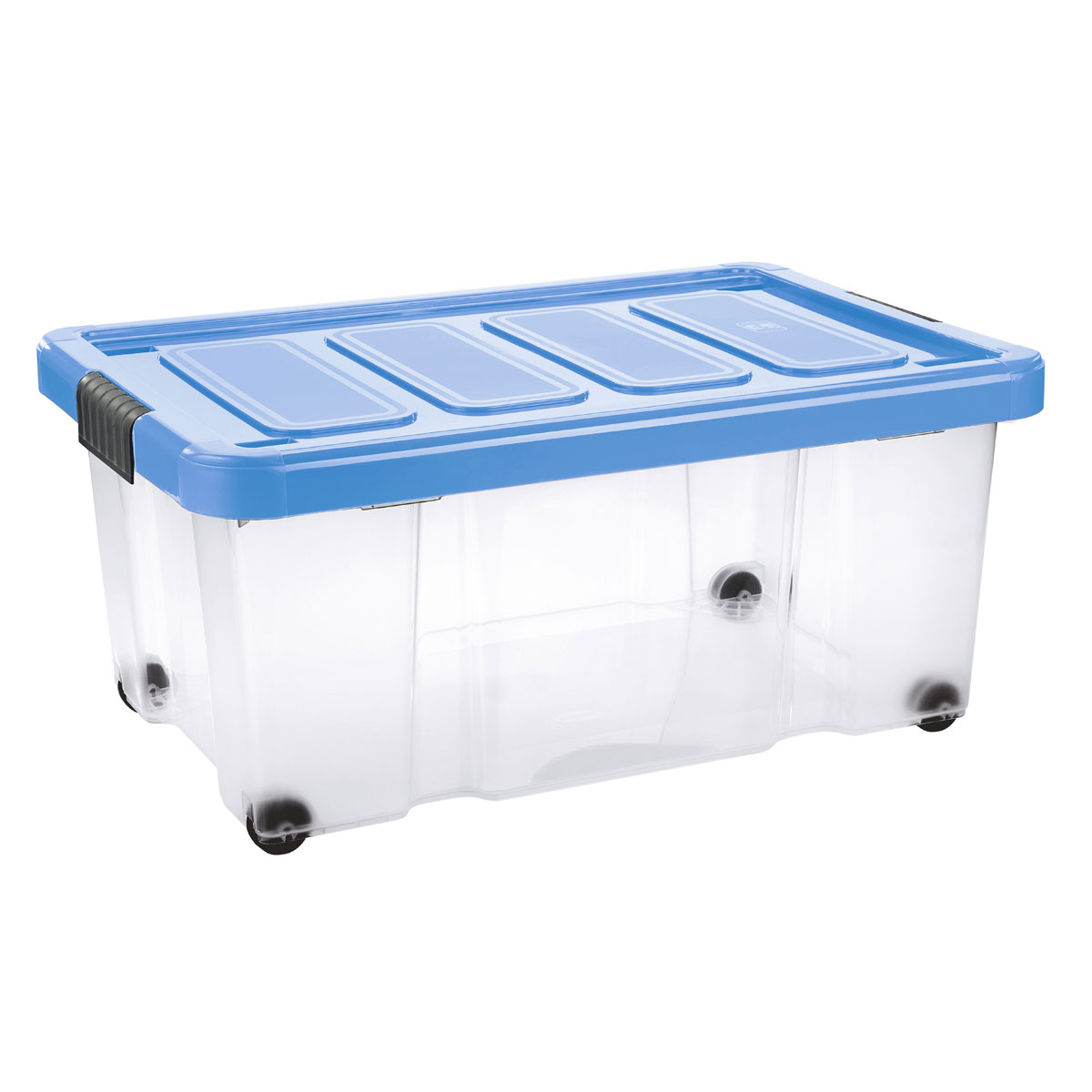 Unibox Puzzle 43 L mit Klickdeckel und Rädern transparent/hellblau