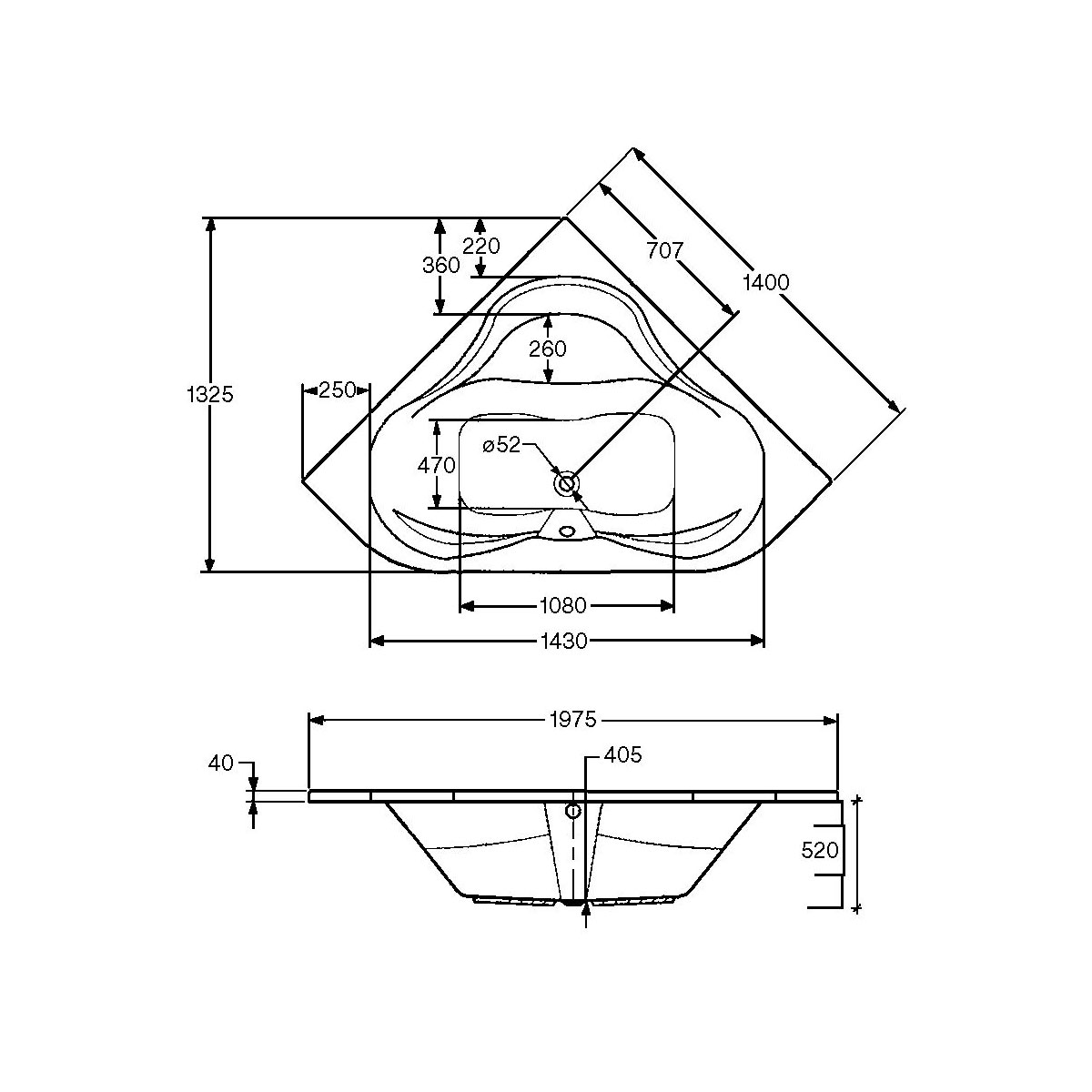 Ottofond Whirlpool-Set Lucia 140 cm weiß Typ 3 Bild 2