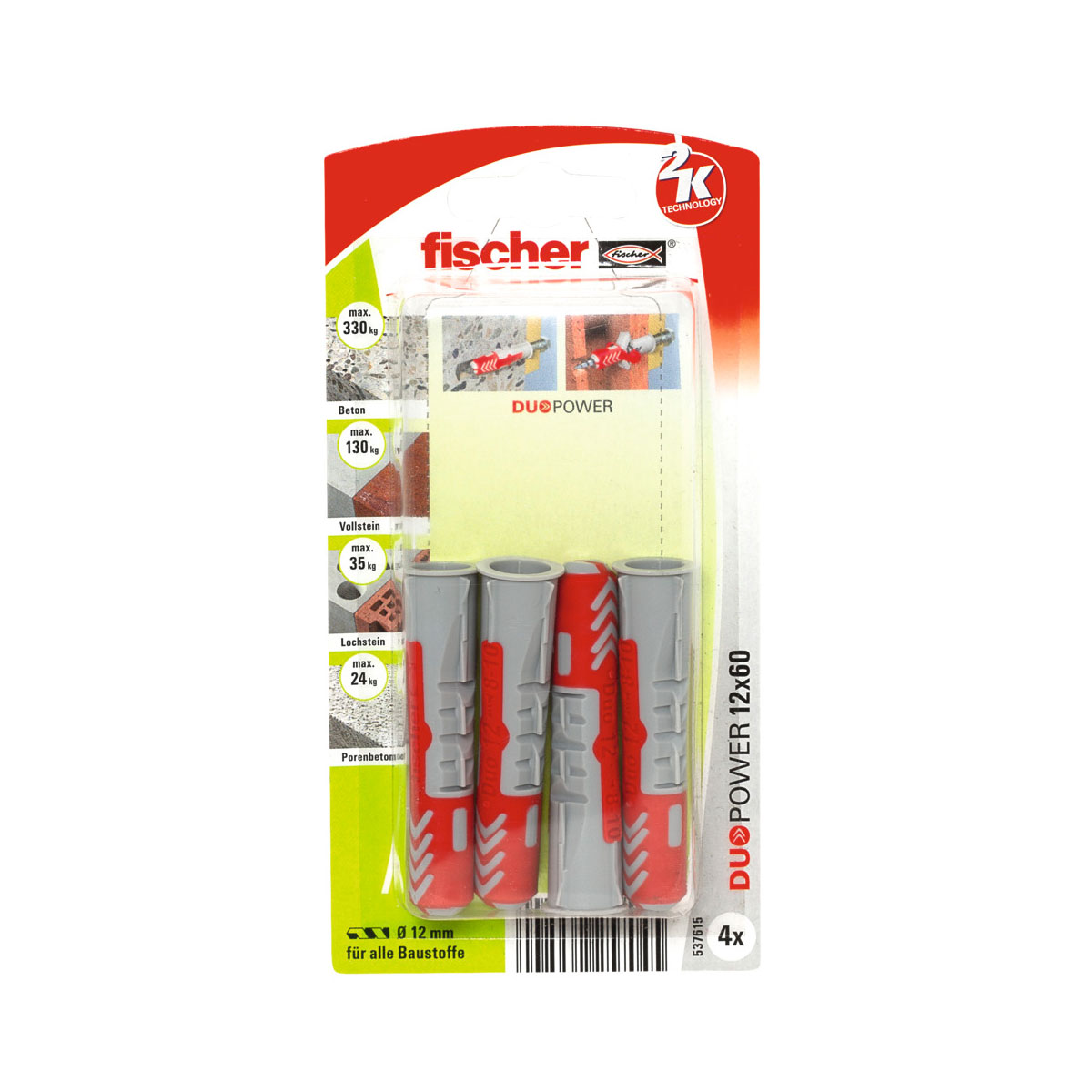 Fischer  Dübel DuoPower 12 x 60 mm 4 Stück