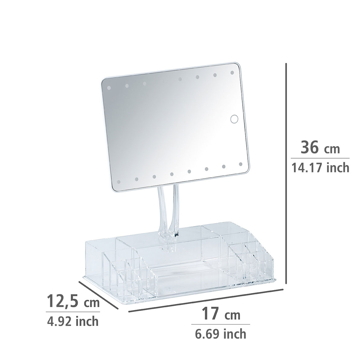Wenko  LED-Standspiegel mit Organizer Trenno Leuchtspiegel Bild 5