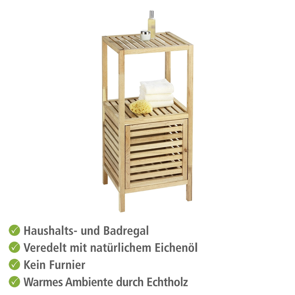 Wenko  Regal Norway mit Tür aus Walnussholz massives Walnussholz Bild 3