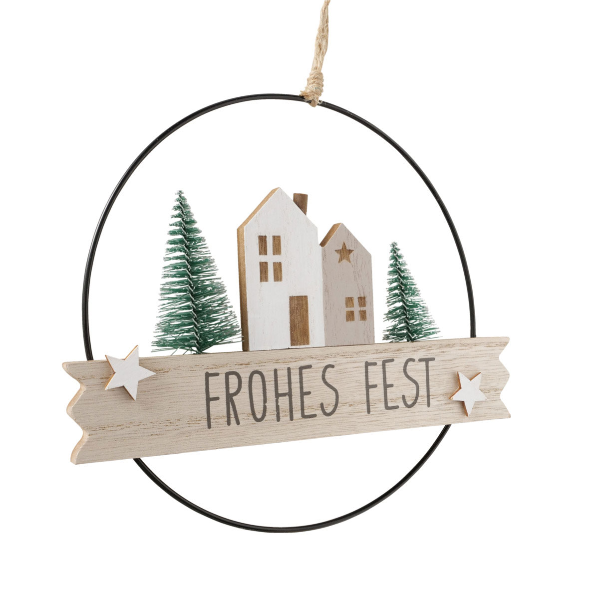 Dekoanhänger Gustaf sortiert Rund 22 x 2 x 20 cm schwarz grün natur weiss Metall Bild 1