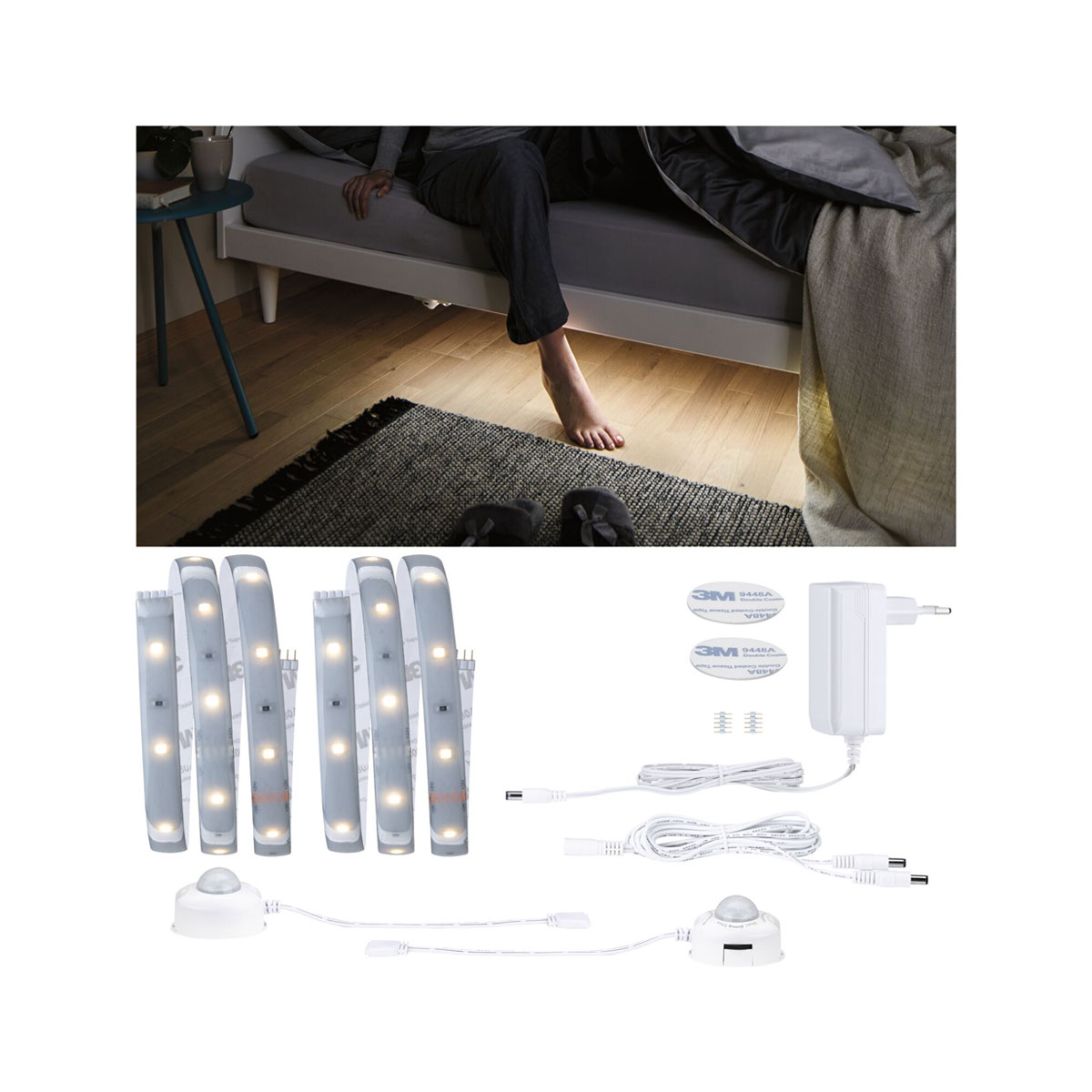 Paulmann  Strip Set Night Comfort MaxLED 250 für Doppelbett 1 m 2 x 4 Watt silber