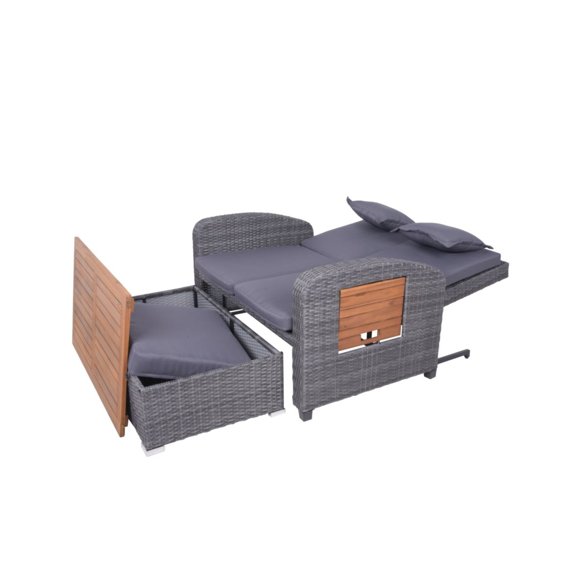 Garden Pleasure Funktionssofa BARI Stahl, Kunststoffgeflecht, Akazie Bild 6