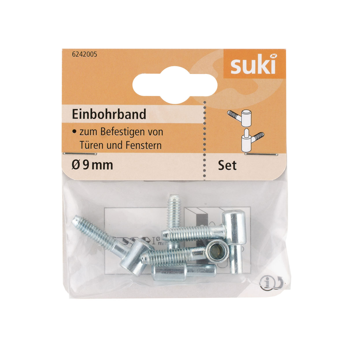 Suki Einbohrband Stahl Durchmesser 0,9x Durchmesser 0,54 x 2,3 cm verzinkt 2 Stück Bild 1