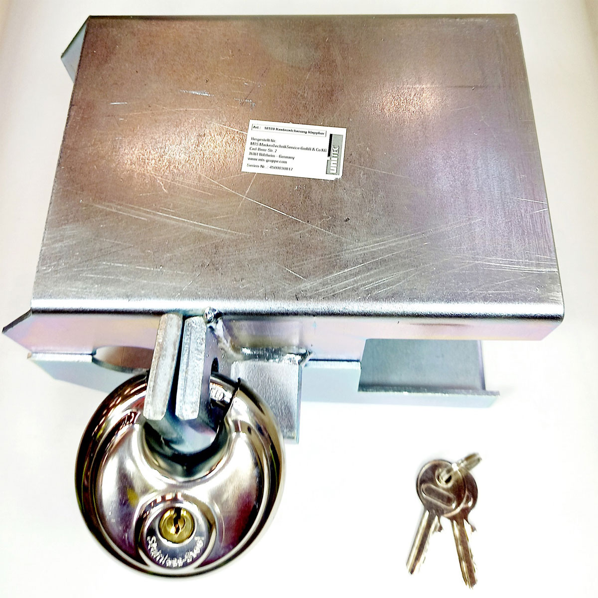 Unitec Kastensicherung mit Diskusschloss silber 19,5 x 15 x 11,5 cm