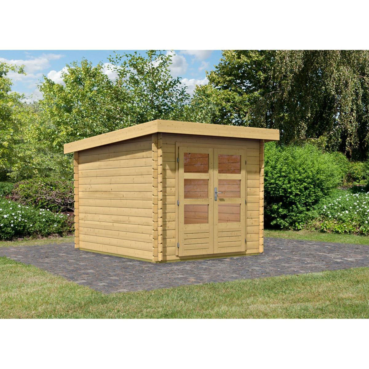 Karibu Gartenhaus Bastrup naturbelassen 237 x 222 x 297 cm