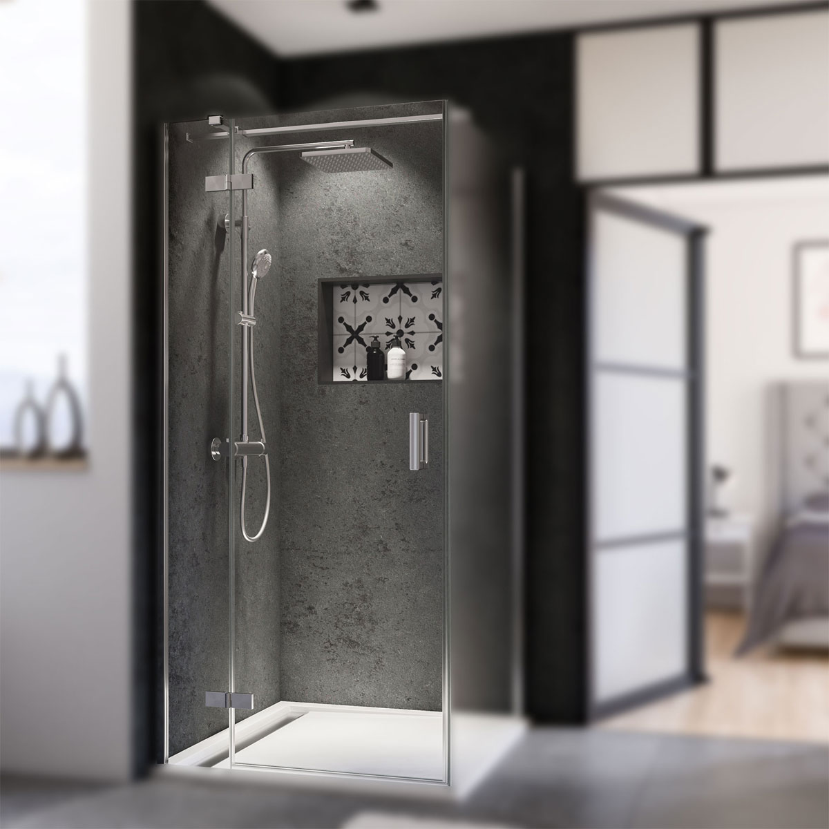 Breuer  Eckeinstieg Elana 8, Drehfalttür, alu chromeffekt, intima, 800/800 mm Bild 2