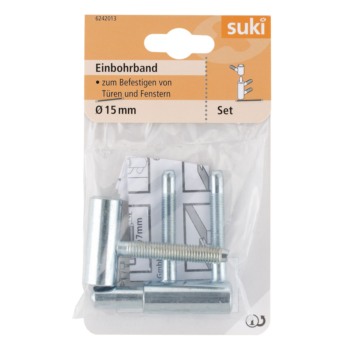 Suki Einbohrband Stahl Durchmesser 1,5x Durchmesser 0,79 x 5 cm verzinkt 2 Stück Bild 1