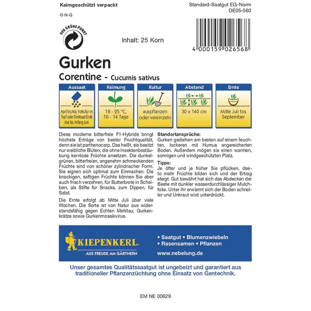 Kiepenkerl Gurken Einlegegurken Corentine F1 Profi-Line Bild 2