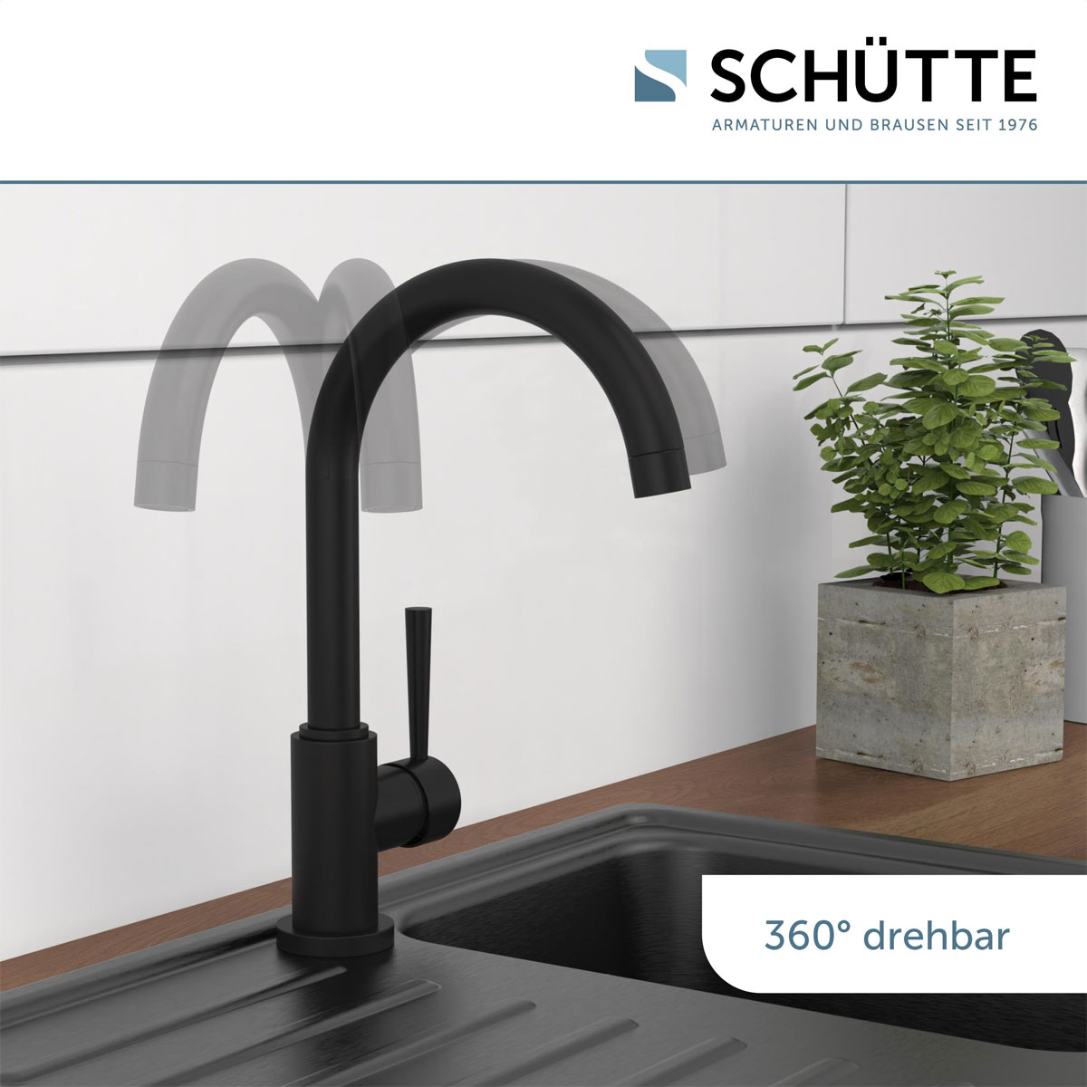 Schütte Spültischarmatur Cornwall Niederdruck schwarz matt Bild 7