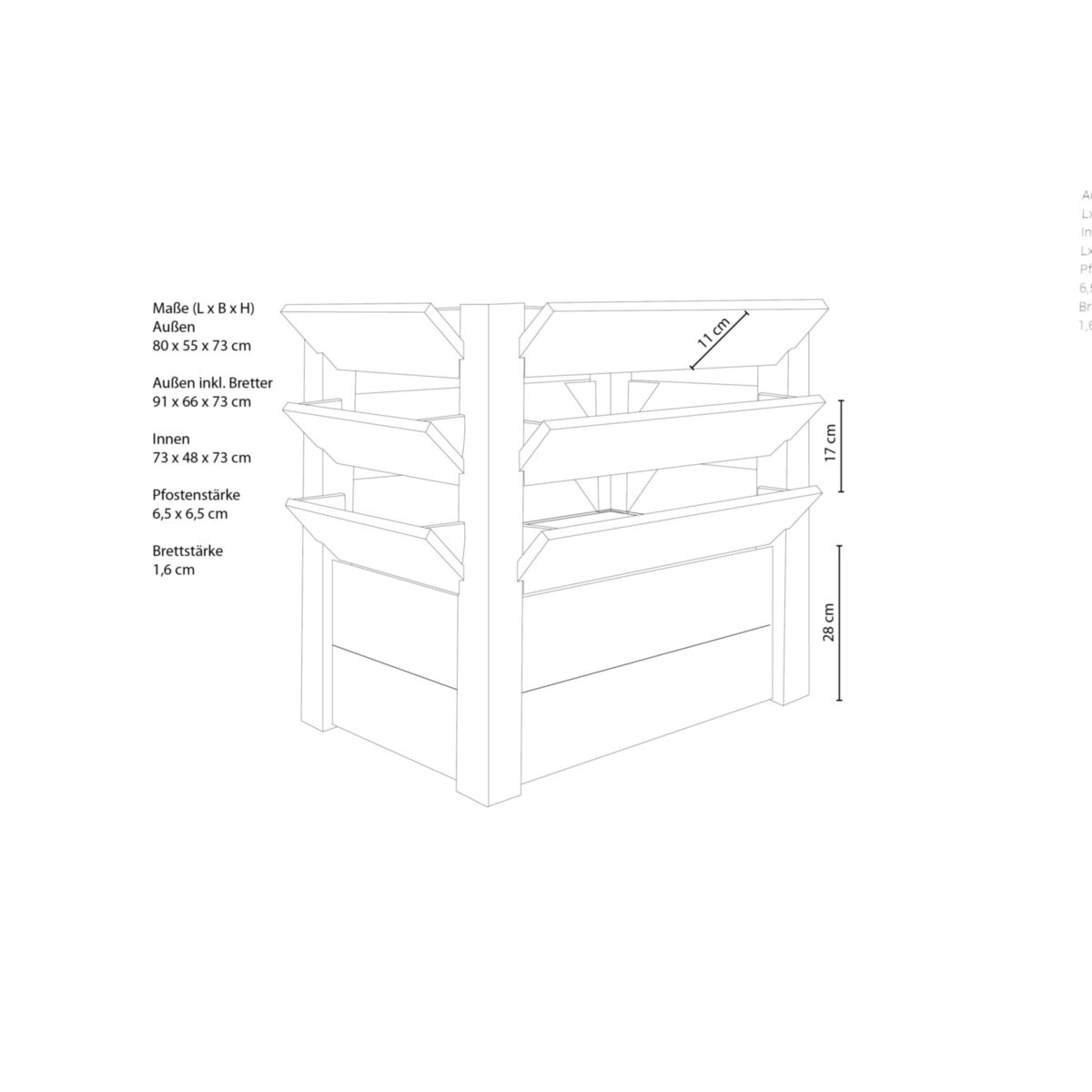 Westmann Hochbeet Premium XL 91x66x73cm Bild 8