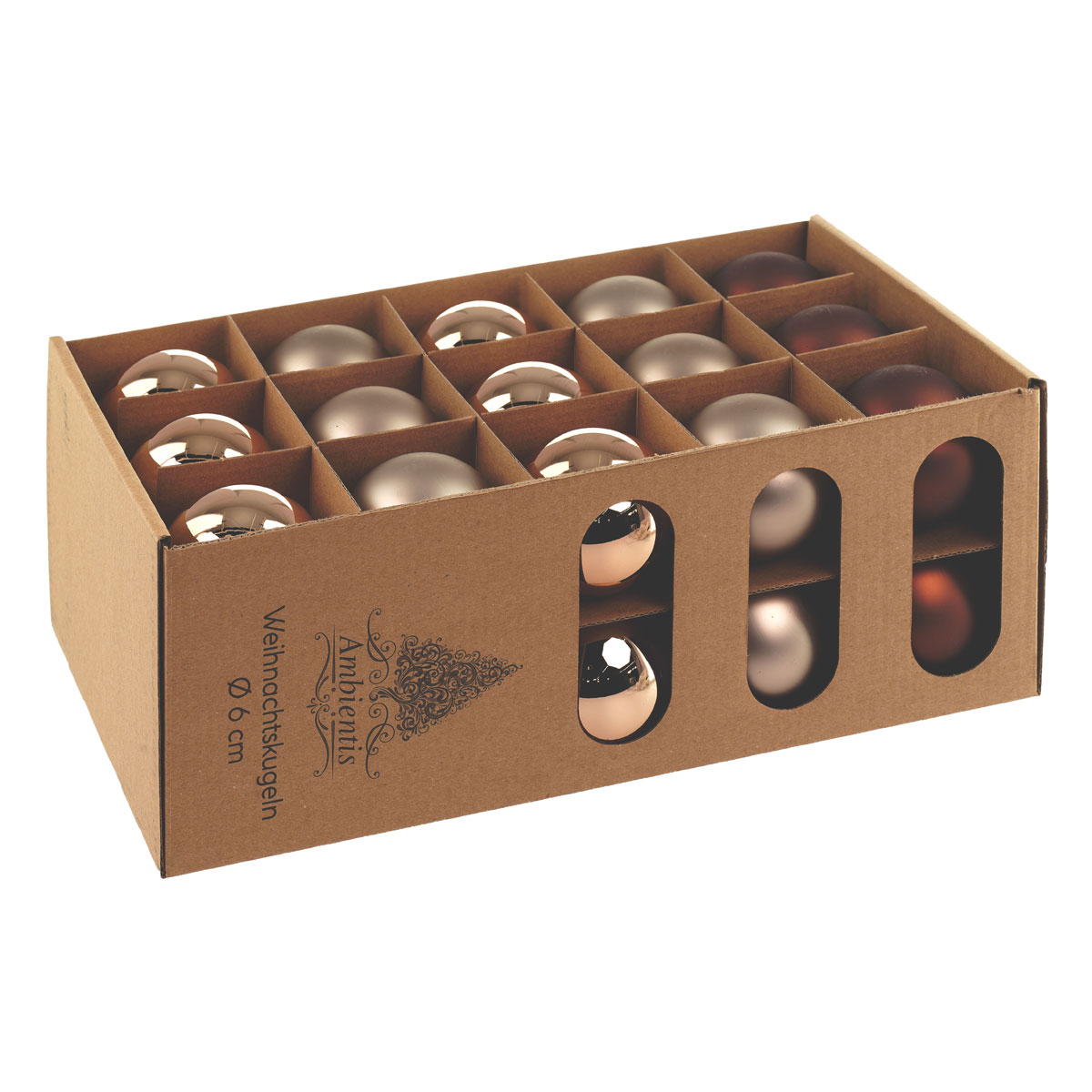 Ambientis Glaskugeln 6 cm braun champagner Mix Bild 2