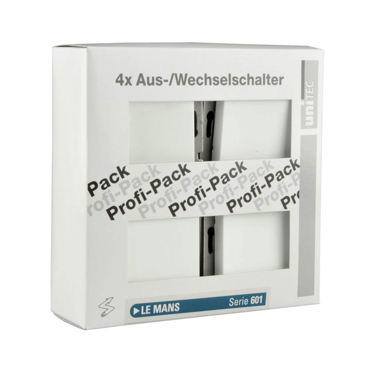 PROFI-PACK-SET Aus-/Wechselschalter Le Mans alpinweiß 4 Stück Serie 601