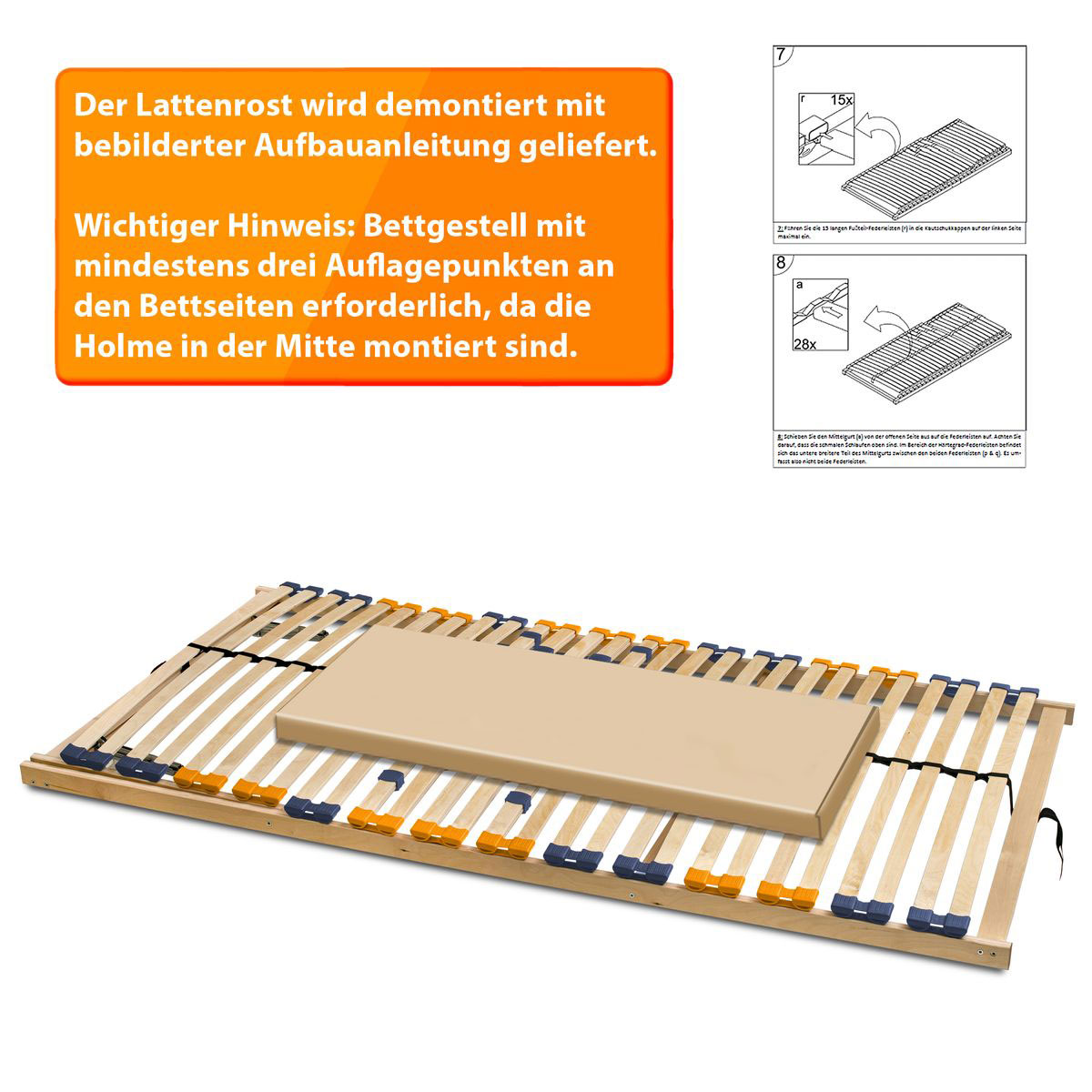 Coemo Lattenrost MULTIRA 28 Federleisten Kopfteil verstellbar 90 x 200 cm Bild 8