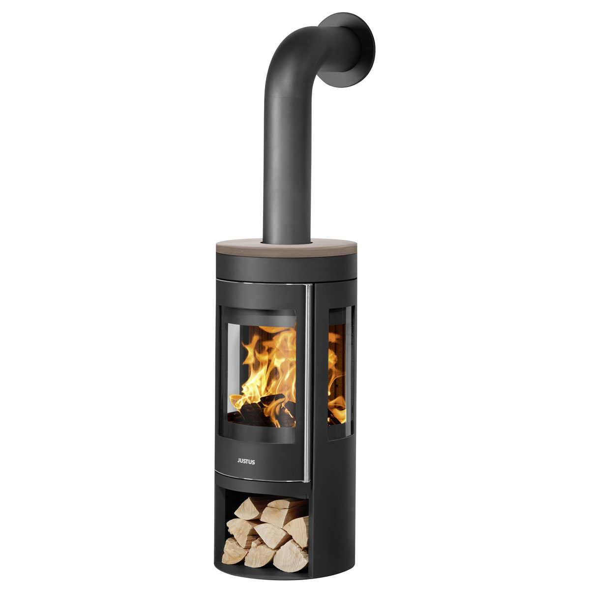 Kaminofen Mino Trios 2.0 Stahl Schwarzmit Abdeckplatte Grappa Bild 1