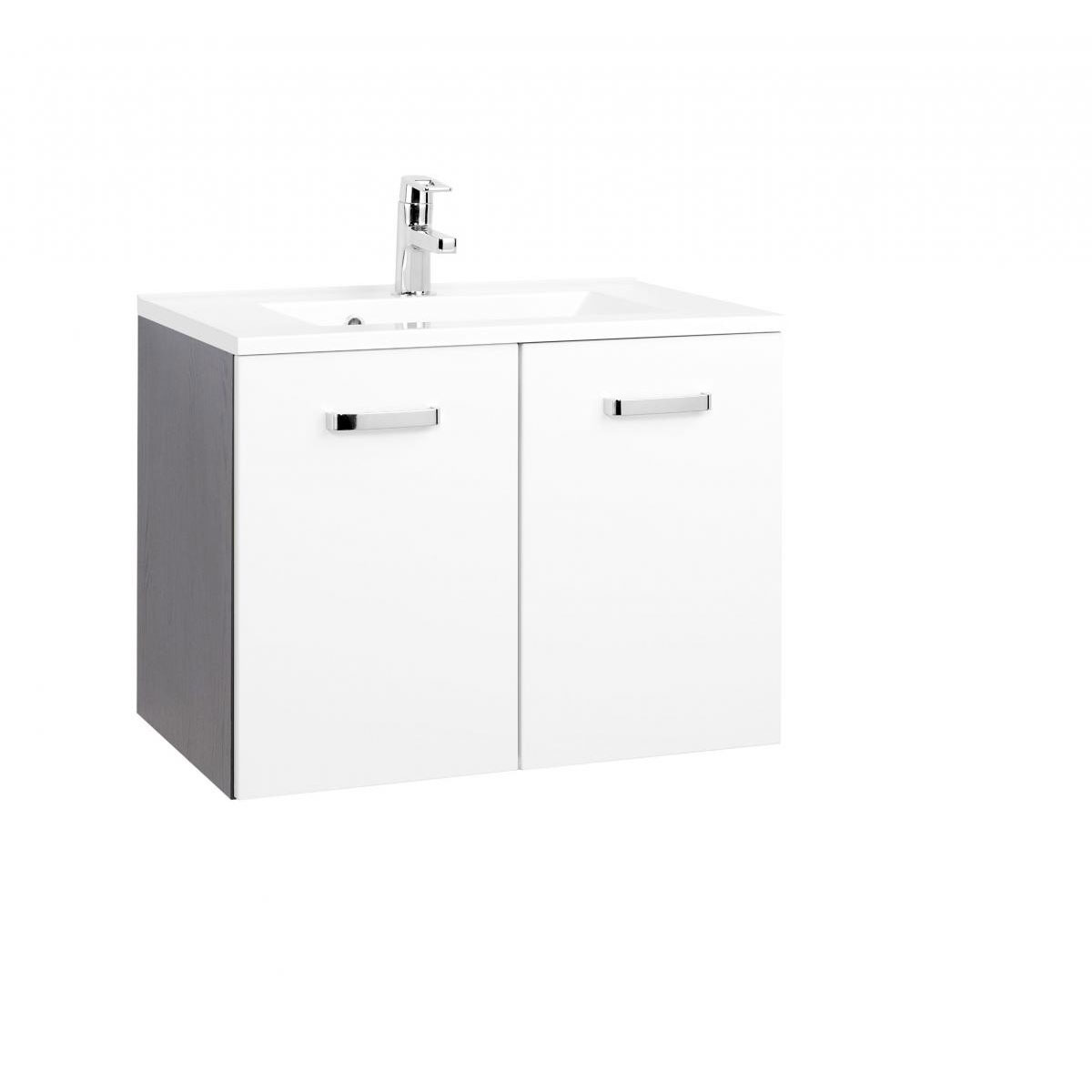 HELD Waschtisch 70 graphitgrau- Weiß Hochglanz 2Türen