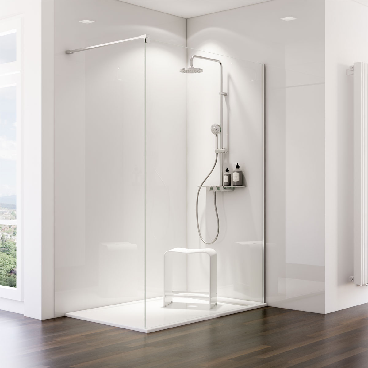 Schulte ExpressPlus Duschrueckwand DecoDesign Hochglanz Brillant weiss 2550 x 1500