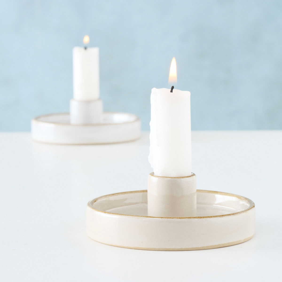 Kerzenleuchter Marima Rund 4 x 10 x 4 cm beige weiß Keramik Bild 3