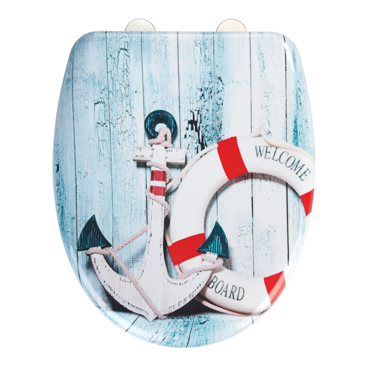 Wenko  WC-Sitz Duroplast Welcome board Schnellbefestigung aus rostfreiem Edelstahl antibakterieller Duroplast Bild 4