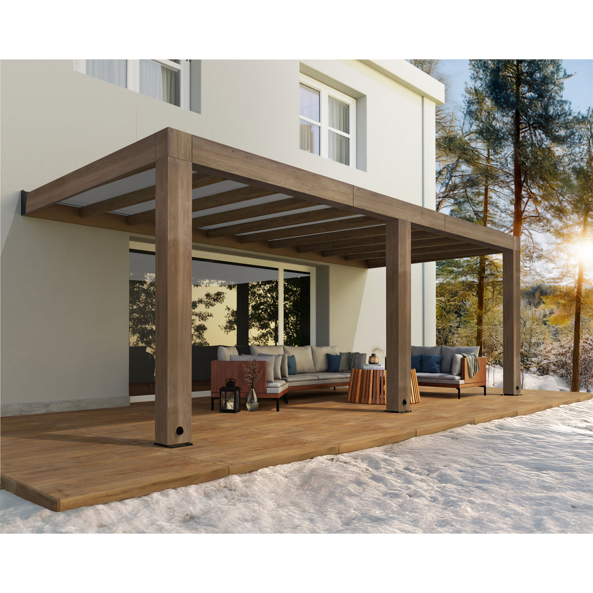 Palram Canopia Helsinki 3x6,6 Terrassenüberdachung aus Zedernholz / Sonnenschutzpaneele Bild 1