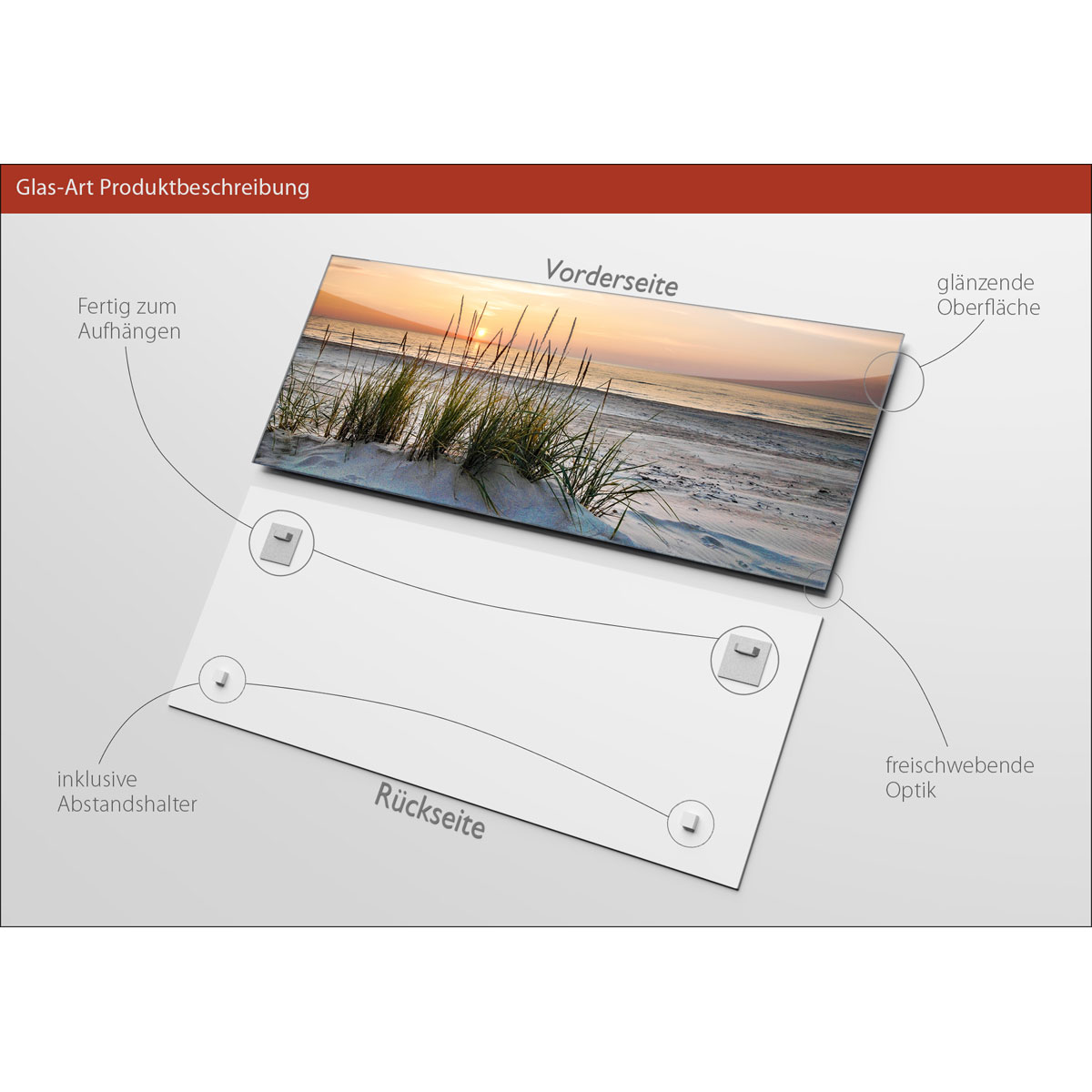 Glas-Art Lonely Dune 30 x 80 Glasbild Bild 3