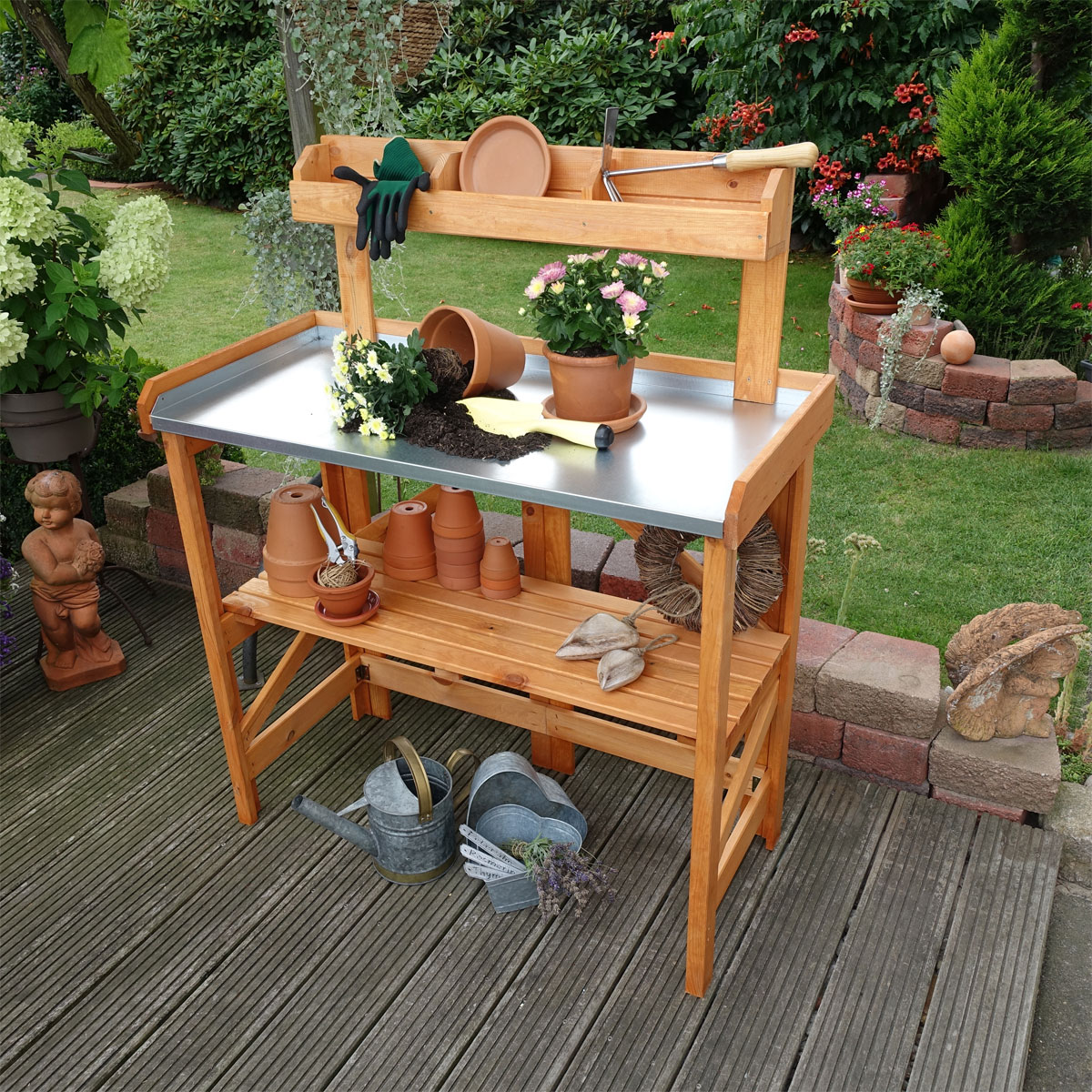 Promadino Pflanztisch klappbar mit Ablage Bild 3
