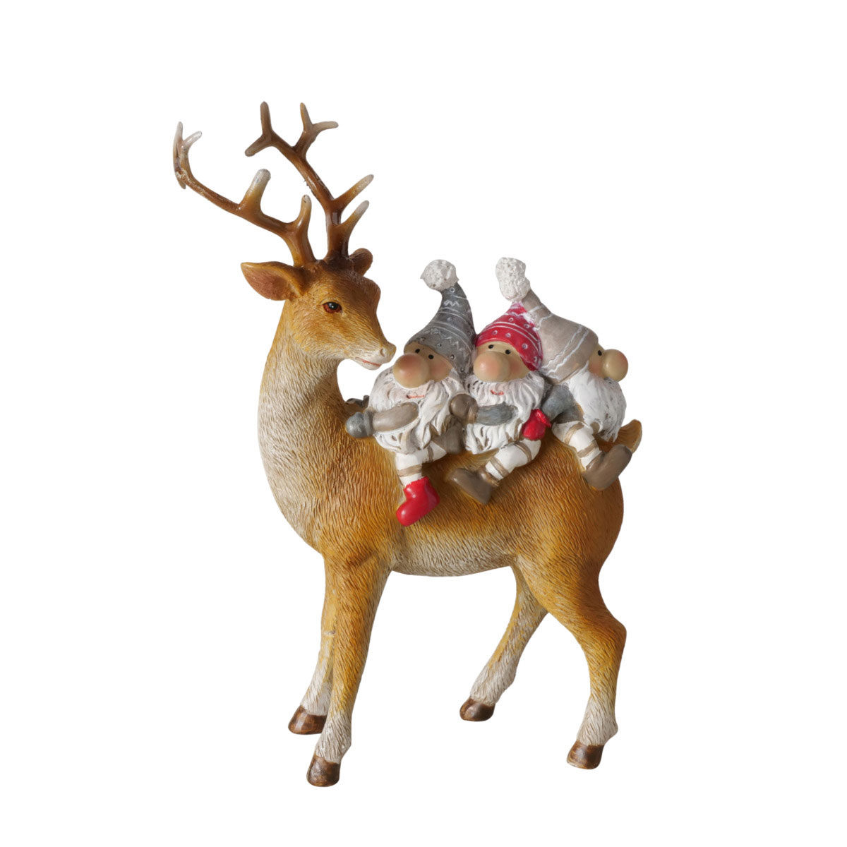 Figur Fiete Hirsch Wichtel 10,5 x 5,4 x 15,5 cm braun grau rot weiß Bild 9