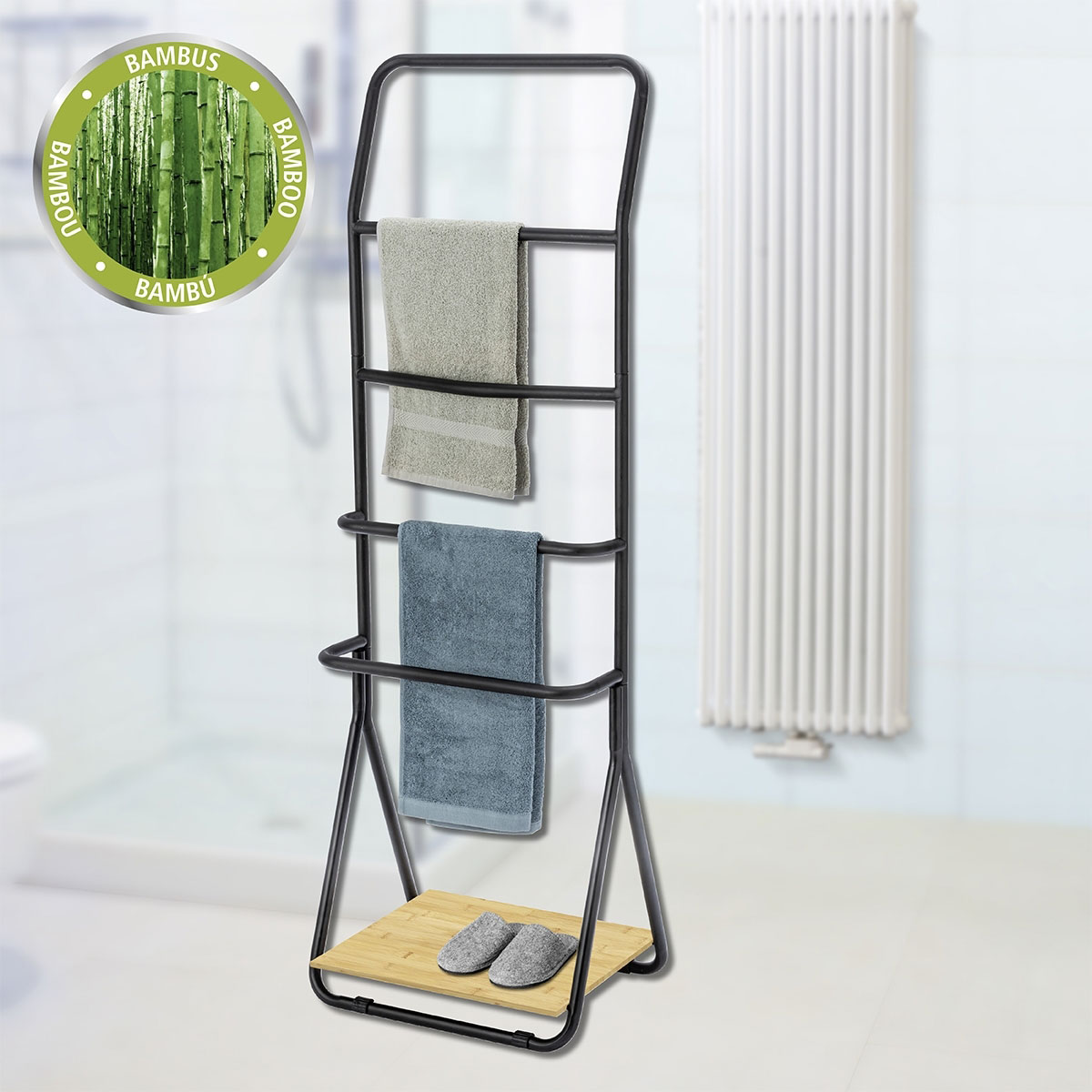 Wenko  Handtuchhalter Verona Schwarz Handtuchständer 4 Stangen Bild 2