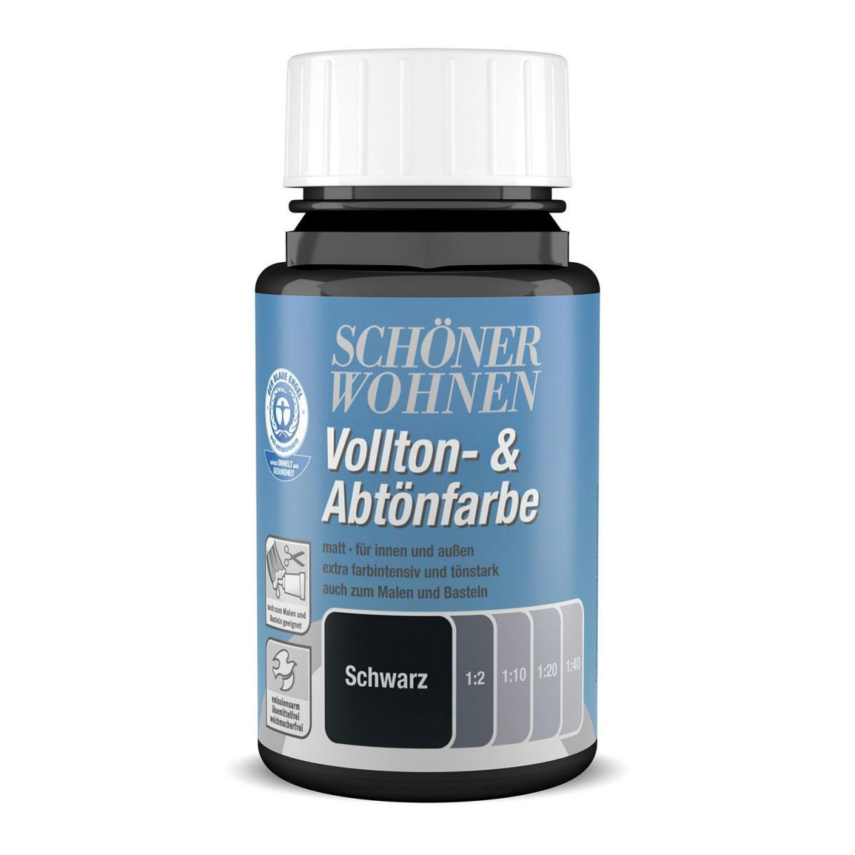 Schöner Wohnen Farbe Voll-und Abtönfarbe Schwarz 0,125 L