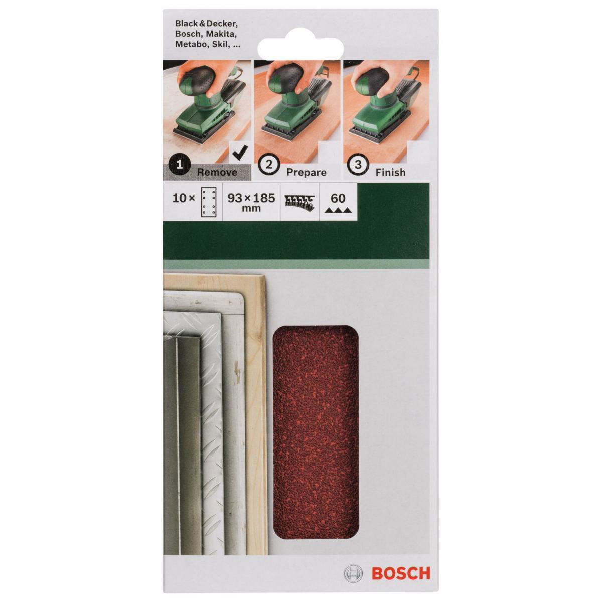 Bosch  DIY Schleifblatt 18,5 cm G60 Klett 10 Stück Bild 2