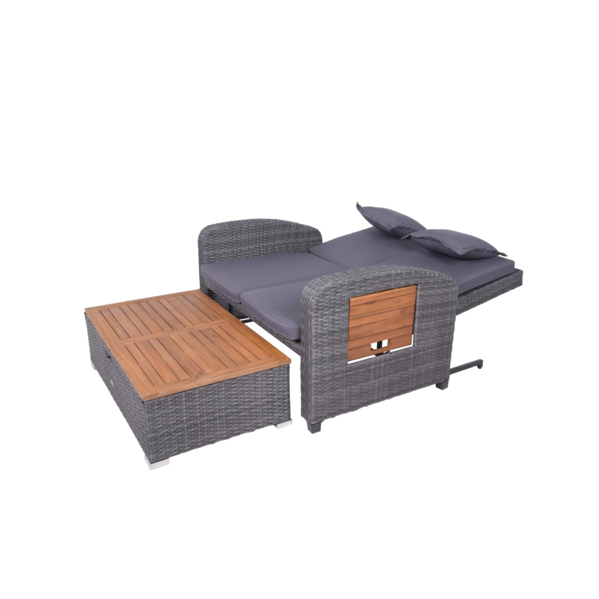 Garden Pleasure Funktionssofa BARI Stahl, Kunststoffgeflecht, Akazie Bild 5