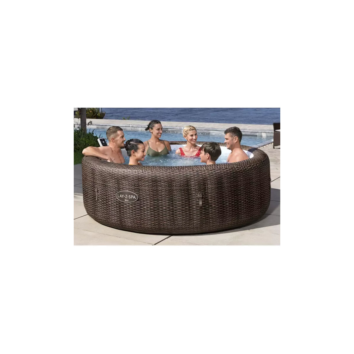 Bestway LAY-Z-SPA® Energiespar-Whirlpool Bali AirJet™ mit App-Steuerung, Ø 216 x 71 cm, Rattan-Optik Bild 4