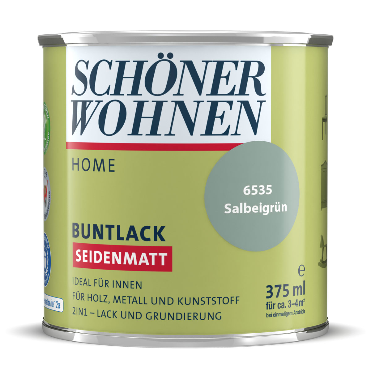 Schöner Wohnen Farbe Buntlack Home salbeigrün seidenmatt 375 ml